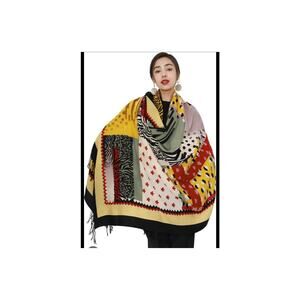 EUC Dana XU 100% merino wool extra large pashmina fiji scarf,  colorful